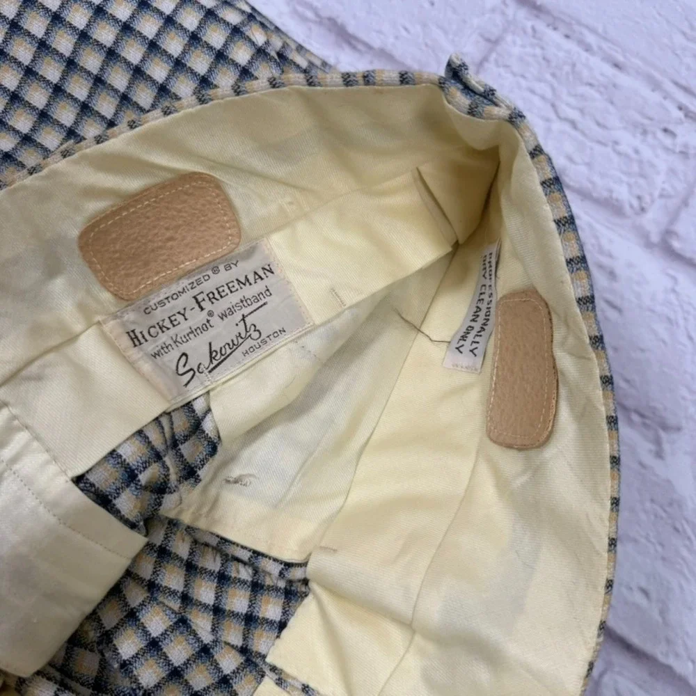 Vintage Hickey Freeman for Sakowitz Pants Mens 30x29 Flat Front Checkered - Picture 8 of 13